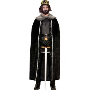 Black Faux Fur Trim Cape - Mens Medieval Costumes
